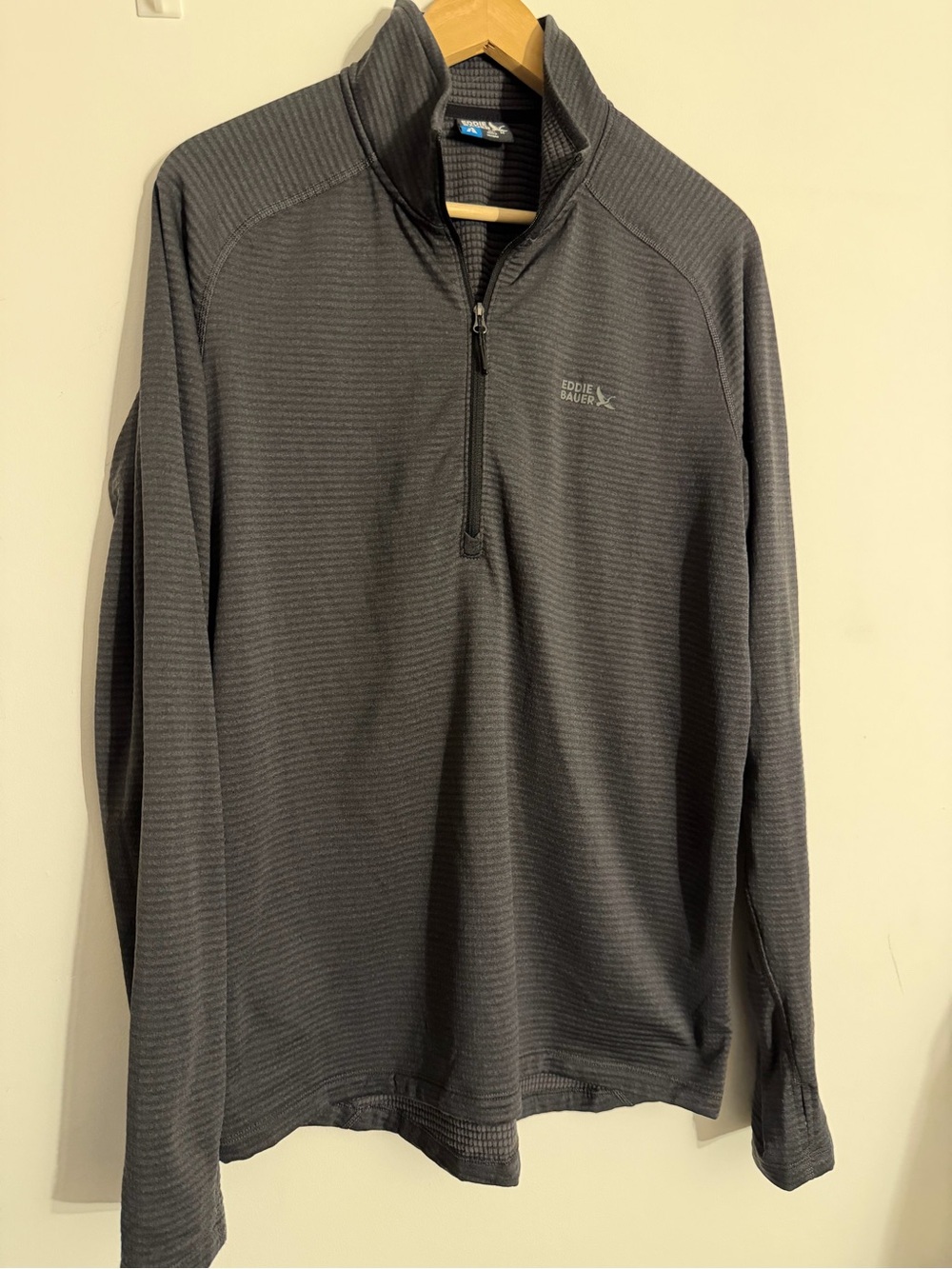 Eddie Bauer Men's Dark Charcoal Zip Mock Neck Sweater